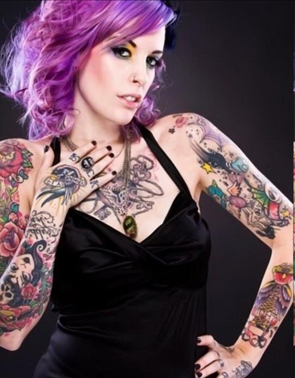 Flower Pin Up Tattoo Pics Designs On sleeve Girls