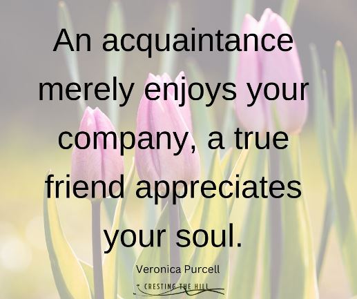 An acquaintance merely enjoys your company, a true friend appreciates your soul.