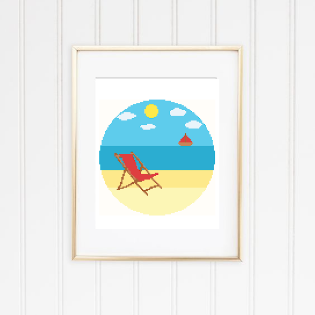 Beach Landscape Cross Stitch Pattern