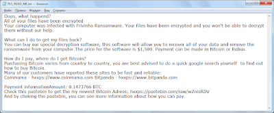 Frivinho Ransomware note, записка о выкупе