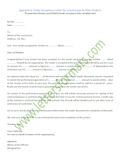 construction tender acceptance letter sample