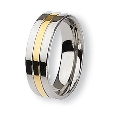 Wedding Ring with polish titanium and gold