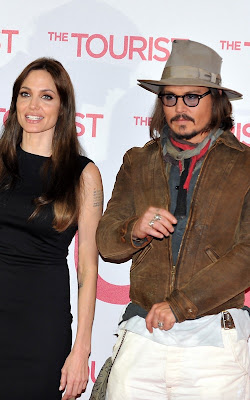 Angelina Jolie and Johnny Depp promoting 