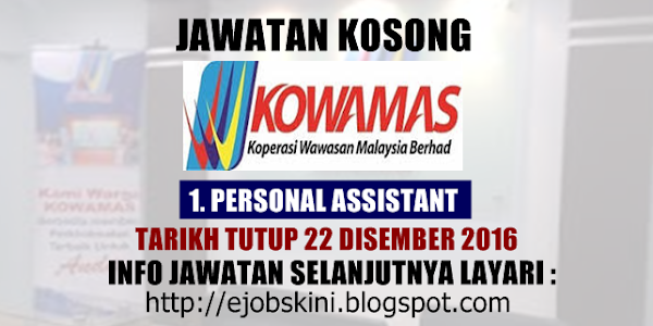 Jawatan Kosong Koperasi Wawasan Malaysia Berhad (KOWAMAS) - 22 Disember 2016