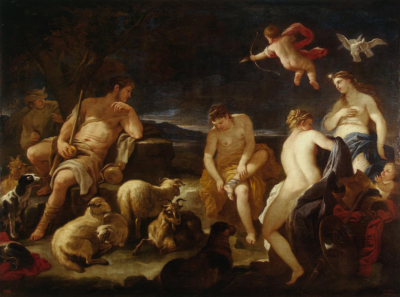 Judgment of Paris by Luca Giordano - Mythology, Religious Paintings from Hermitage Museum