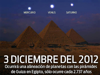 ALINEACION DE PLANETA CON LAS PIRAMIDES DE GIZA, 03 DE DICIEMBRE 2012