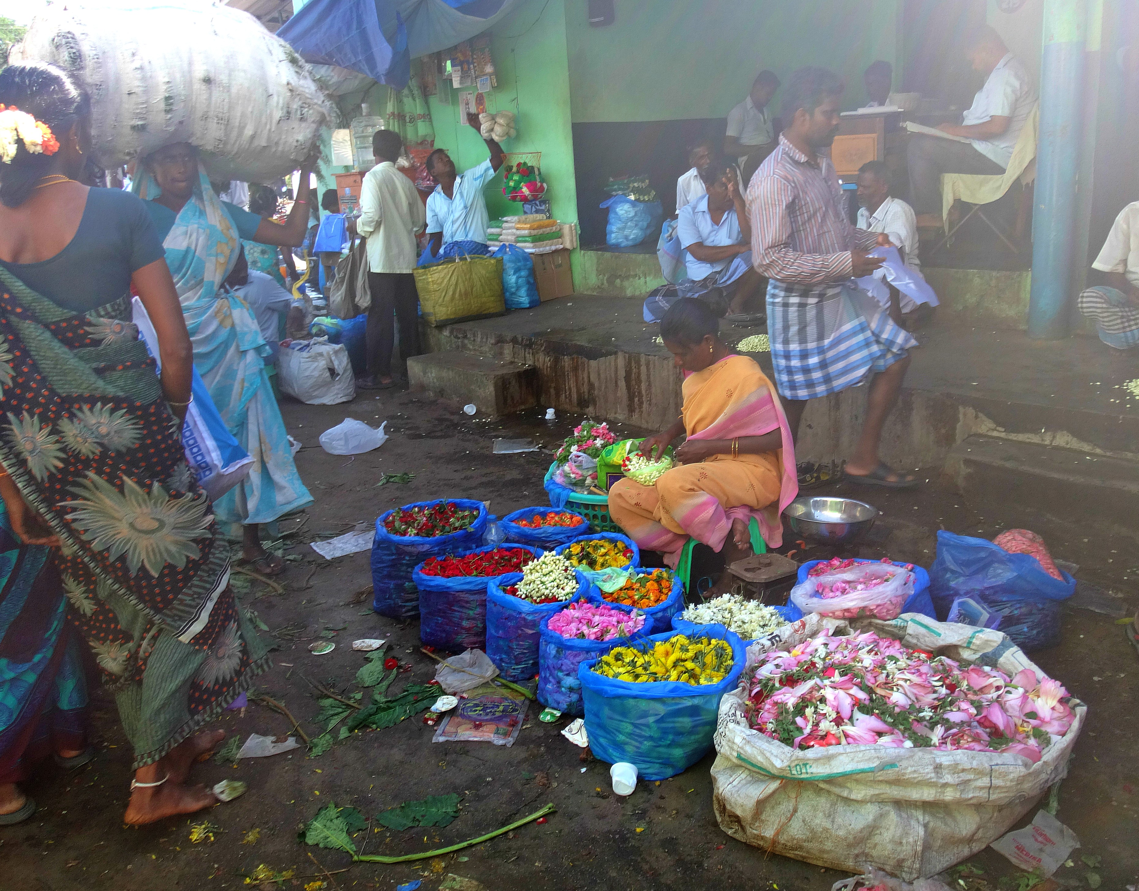 Marché aux fleurs de Maduraï