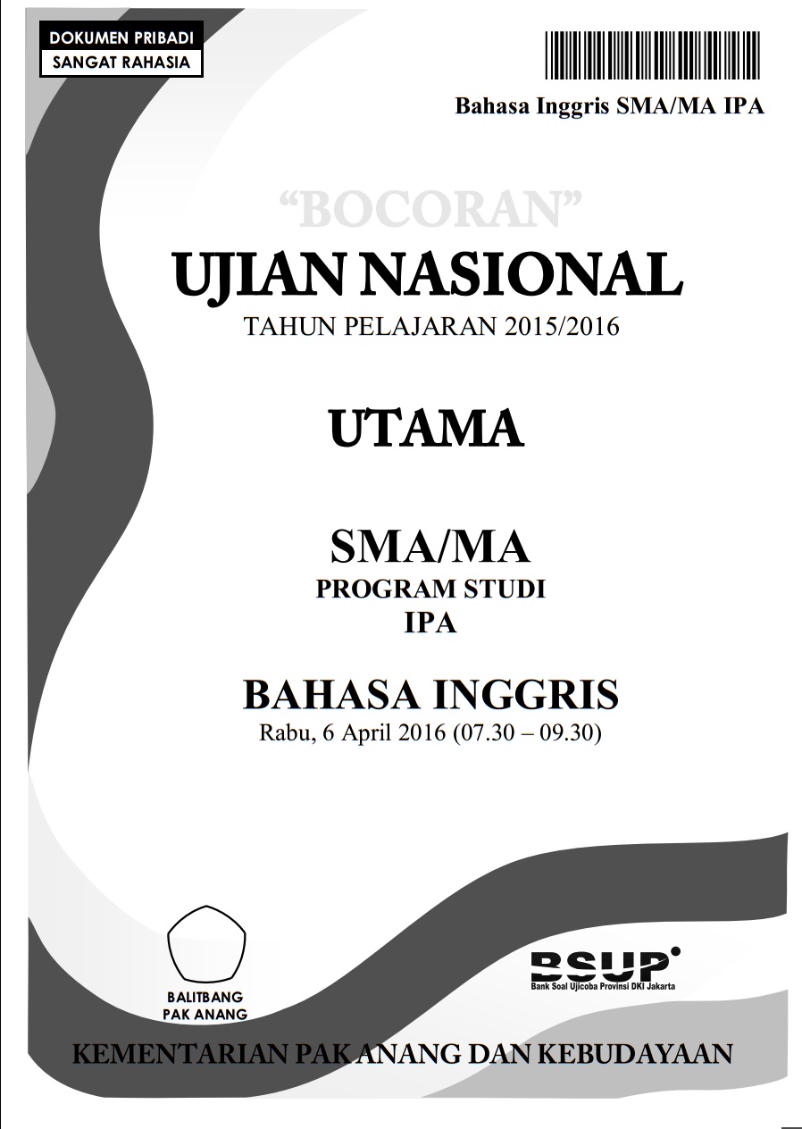 Contoh Soal Ujian Nasional ( UN ) Bahasa Inggris SMA IPA ...