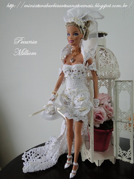 Vestido de Noiva de Crochê Para Barbie  Criado e Confeccionado por Pecunia M. MillioM