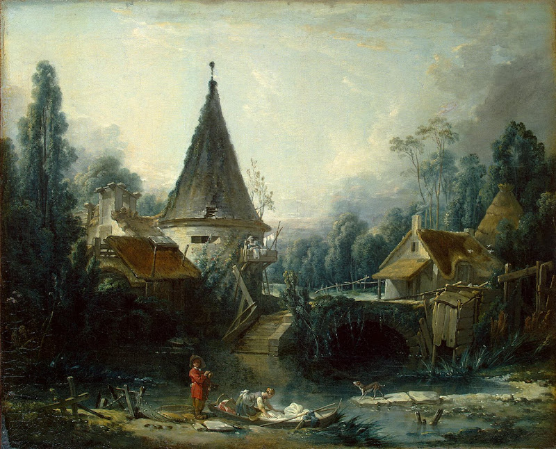 Landscape Near Beauvais by Francois Boucher - Landscape Paintings from Hermitage Museum