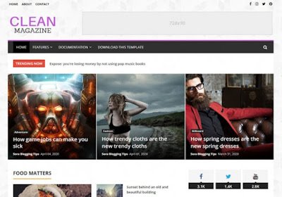 CleanMagazine Premium Blogger Template