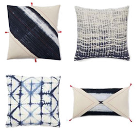 West Elm shibori and indigo tie dye pillows