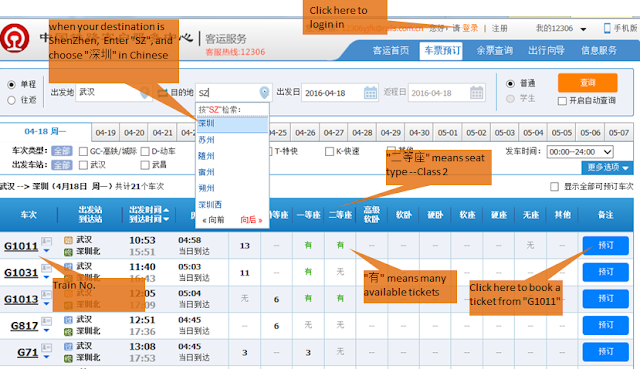 buy railway ticket on 12306.cn in China