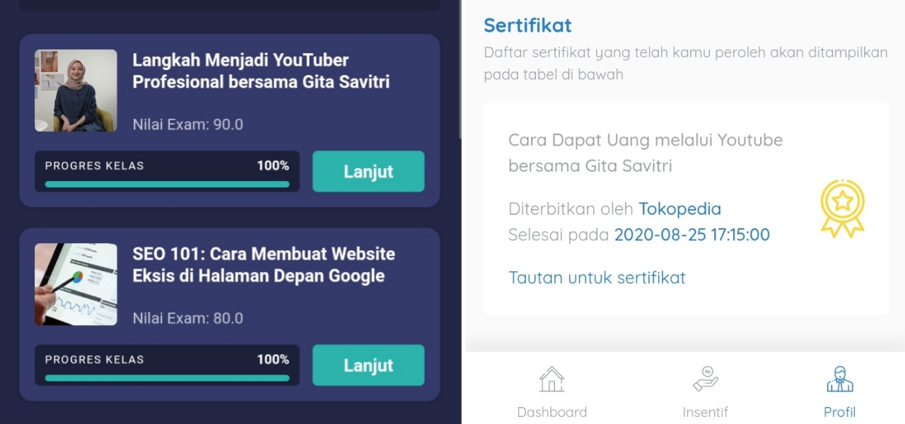 Sertifikat kartu prakerja gelombang 4 tidak muncul di dashboard prakerja