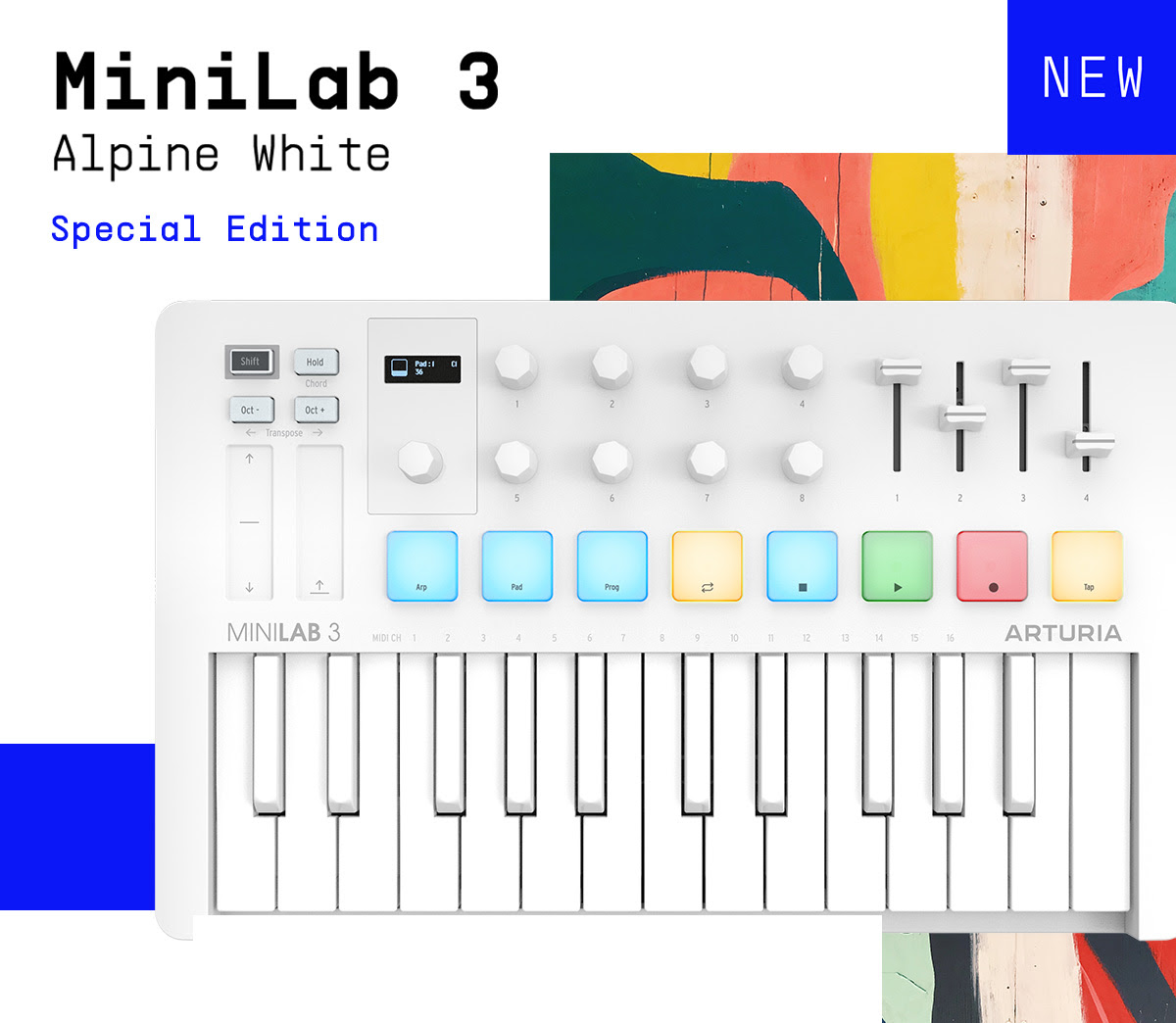 MATRIXSYNTH: Arturia Introduces the MiniLab 3 Alpine White