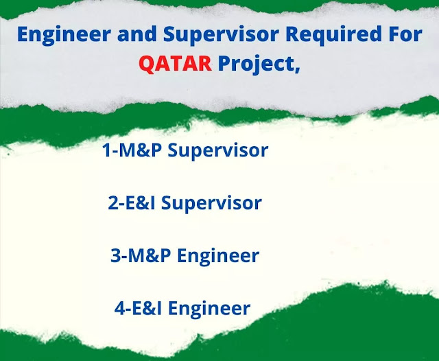 Engineers and Supervisors Required For QATAR Project,