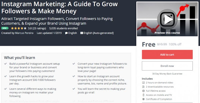 [100% Off] Instagram Marketing: A Guide To Grow Followers & Make Money| Worth 19,99$