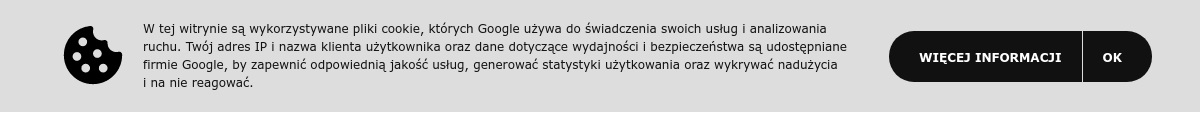 Trzeci szary z czarną ikonką projekt powiadomienia o ciasteczkach cookies na Bloggerze