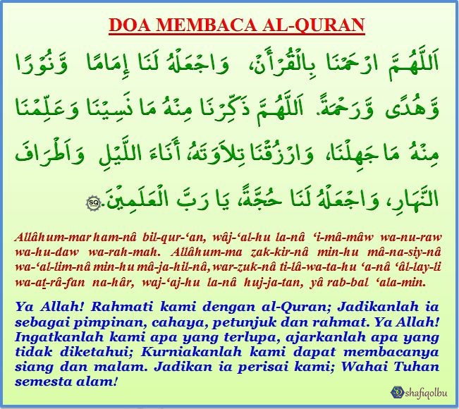  DOA  MEMBACA  AL  QURAN  INILAH REALITI