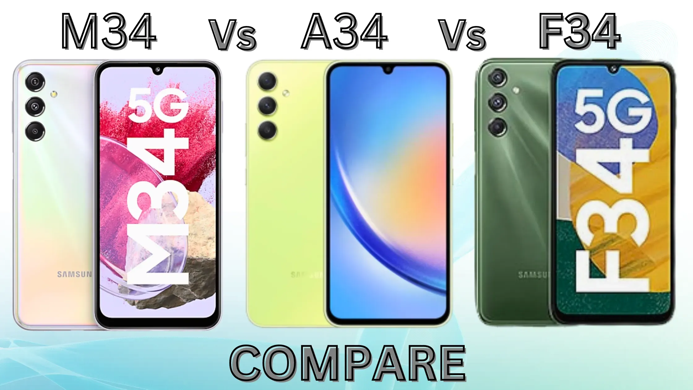 Compare Samsung Galaxy M34 vs. A34 vs. F34