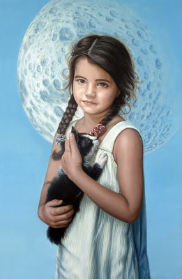 retrato-de-niña-con-gato-al-oleo