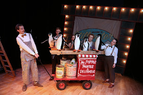 Mr Popper's Penguins review at Waterside Arts Cast on stage with props photo credit Jason Lock