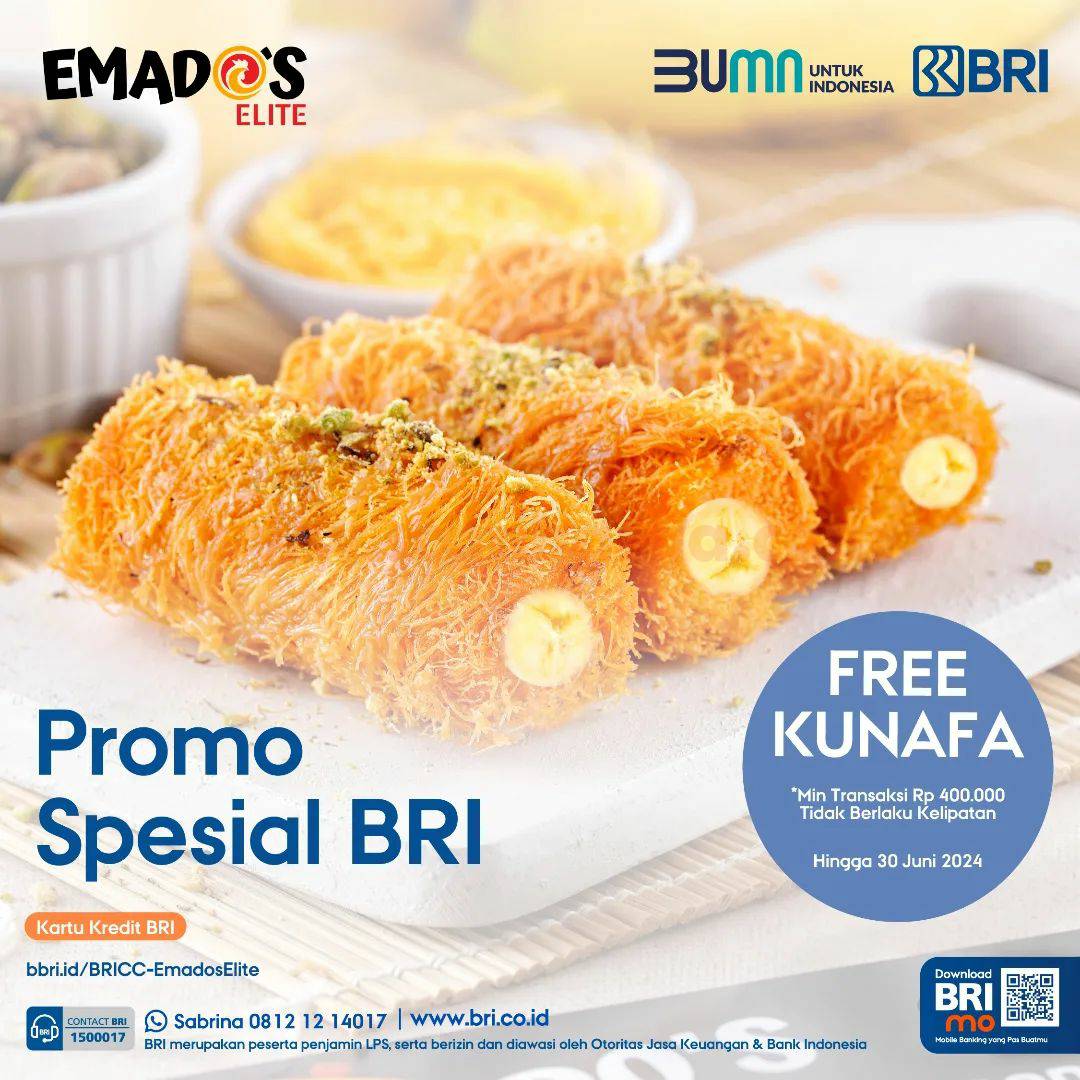 Promo EMADO’S ELITE Spesial BRI – GRATIS Pisang KUNAFA