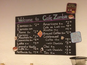 Cafe Zombie (inside Zombie Runner) Drink Menu