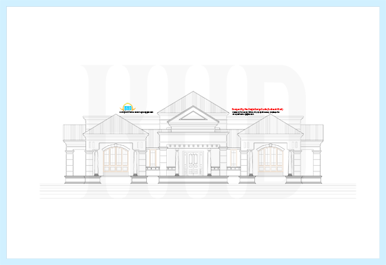 2d elevation of 2700 Square feet 3 bedroom single storey house - May 2012