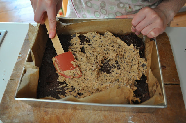 How to make chocolate chip cookie dough brownies
