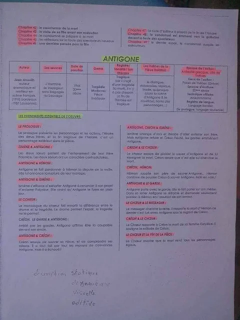 Le résumé roman "Antigone de Jean Anouilh  1ère année BAC 