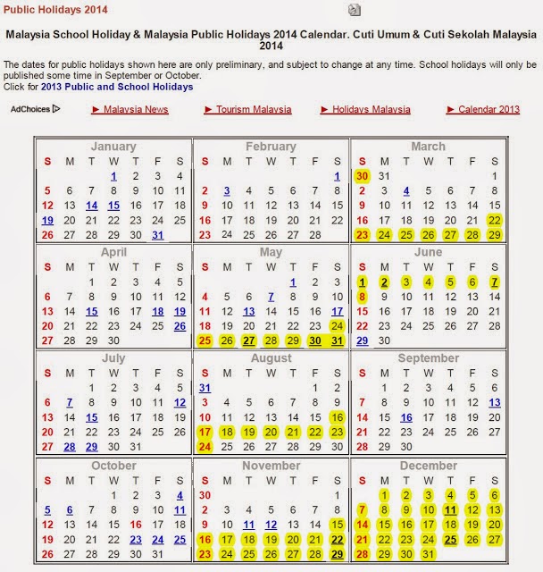 Kalendar Cuti Sekolah 2014 Azim Aris