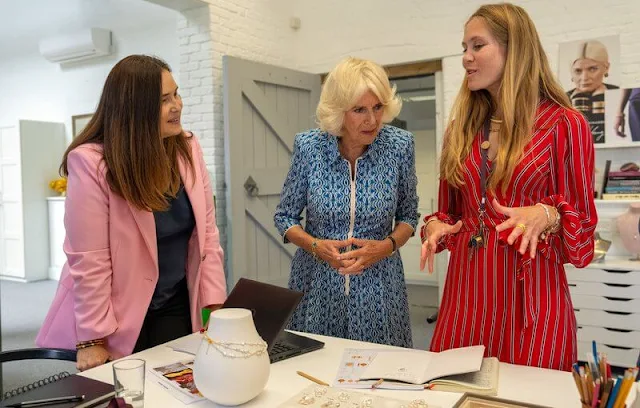 Queen Camilla visited Redwings Horse Sanctuary at Anna Sewell House and the jeweller Monica Vinader's design studio