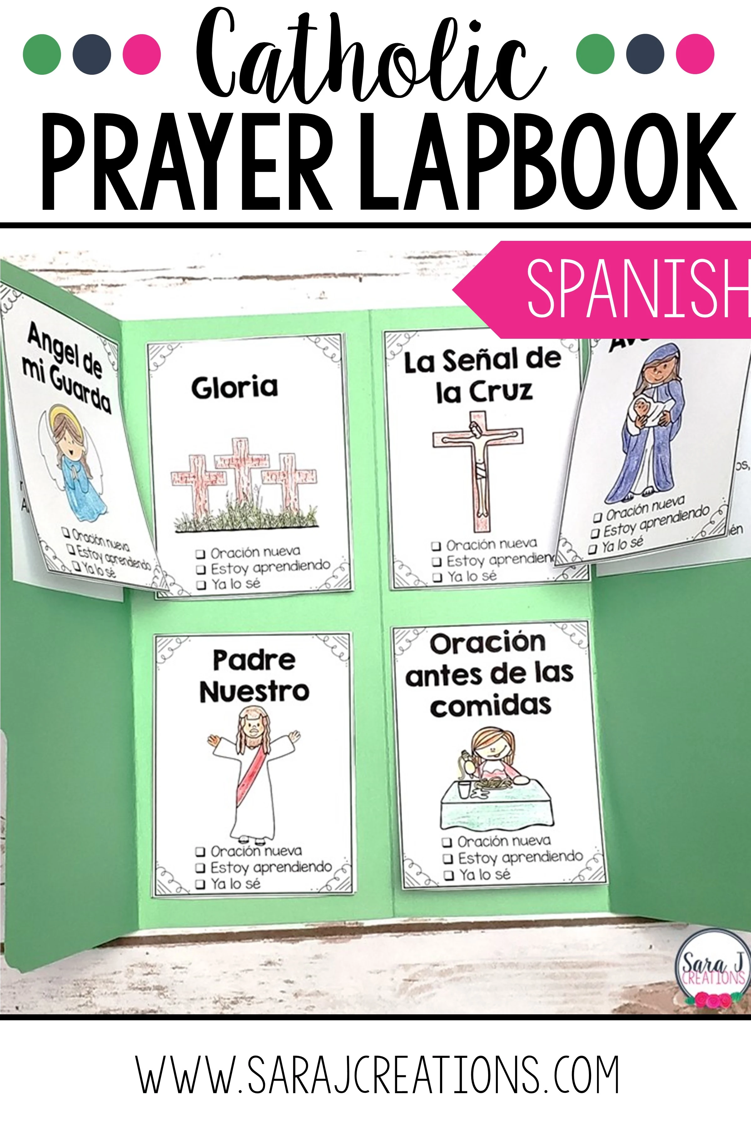 Catholic prayers lapbook in Spanish for Kids