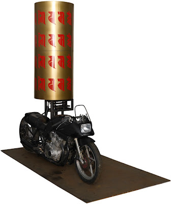 John Scott's "Prayer Wheel", 2008, Suzuki Katana motorcycle, aluminium, 