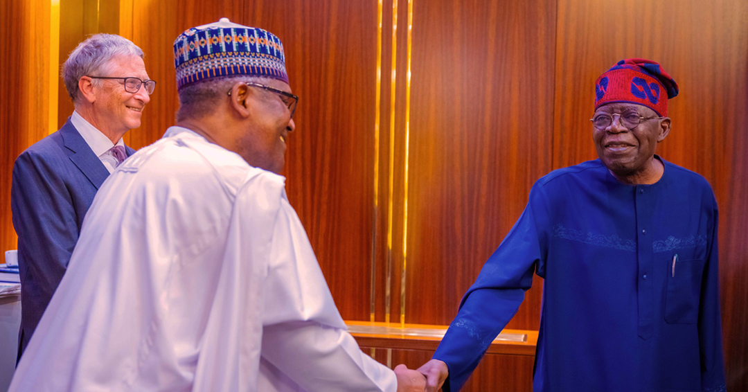President Asiwaju Bola Ahmed Tinubu receives American Businessman, Bill Gates and CEO Dangote Group, Alhaji Aliko Dangote