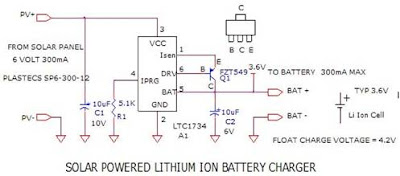 Solar Powered Lithium Ion Battery Charger Circuit