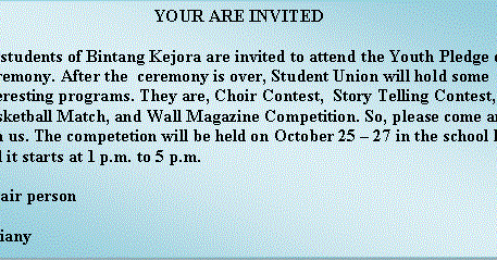 Soal Invitation Text + Jawaban Youth Pledge Day ~ M Ahkam A