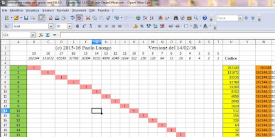 Fig. 4 - Nuovo foglio Calc per controllare 19 LED con Arduino UNO R3 di Paolo Luongo