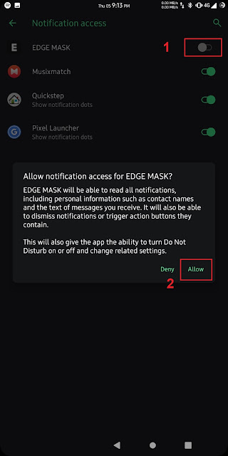 Proses Meng-enable Notifikasi Akses Untuk EDGE Mask