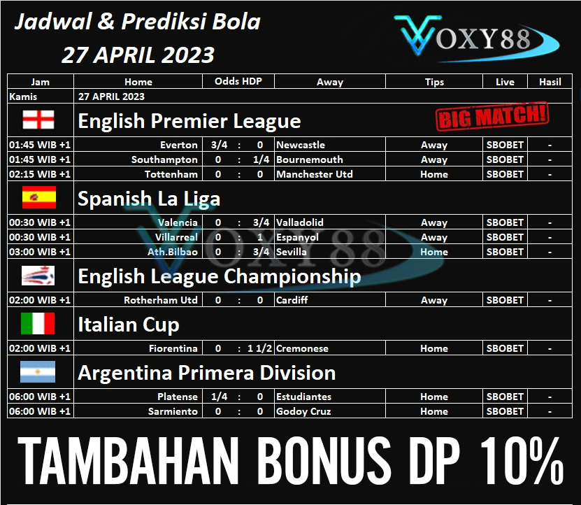 Jadwal Bola Hari ini