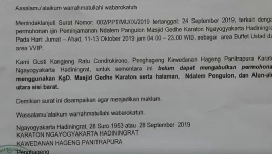 Keraton Yogya Tolak Izin Muslim United yang Dihadiri UAS Cs di Masjid Gedhe Kauman