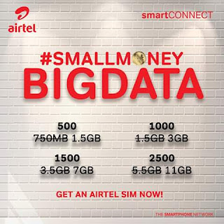 G LTE network in Nigeria where subscribers are awarded with  Cheapest Airtel Data Plans in 2018 - SmartCONNECT 1.5GB for N500, 3GB for N1000 and 11GB for N2500