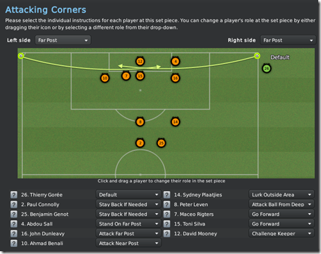 Corners in Football Manager 2011