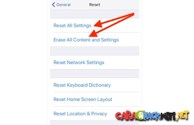 Cara melakukan reset pada iPhone ke default pabrikan