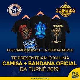 O Scorpions Brazil e a OfficialMerch te presenteiam com uma camisa + bandana oficial da turnê 2019!