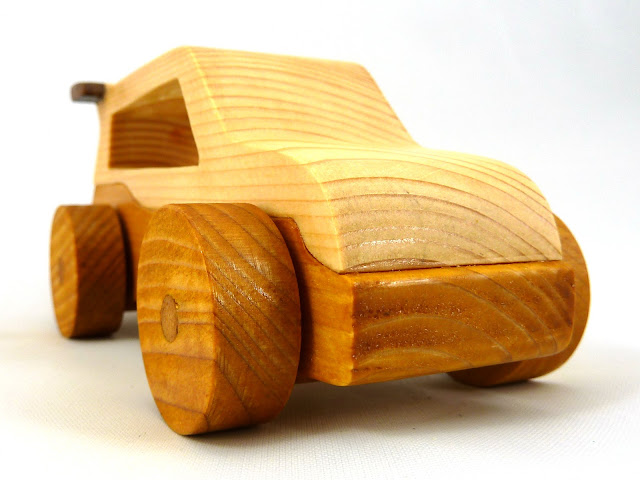 Wood Toy Car, Roadster; Minivan, Handmade and Finished with Two-Tone Clear and Amber Shellac From The Speedy Wheels Series
