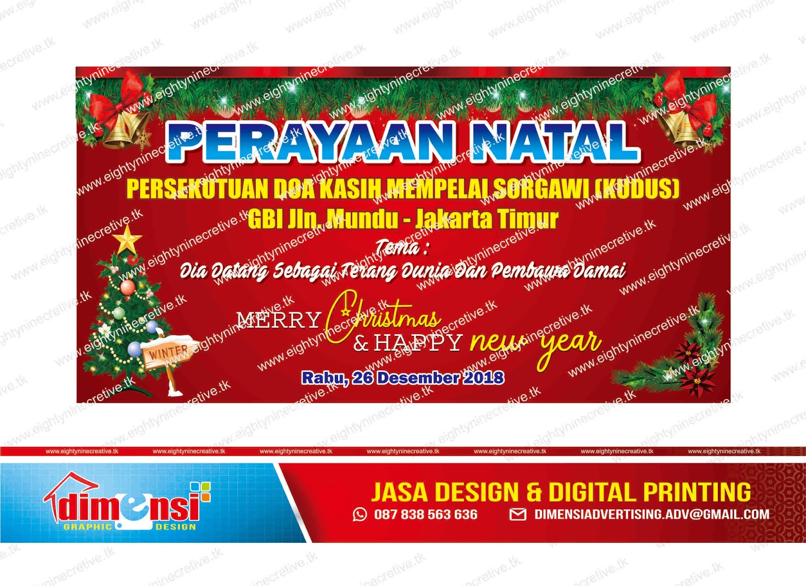 Download Contoh Spanduk Natal 2018 Dan Tahun Baru 2019 Gratis Dimensi Graphic Design Sp