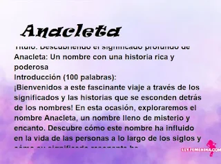 significado del nombre Anacleta