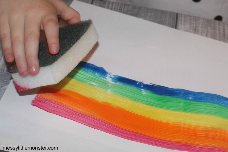 rainbow sponge painting for babies